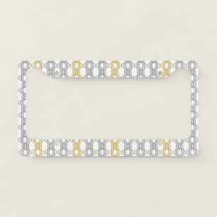 Silver and Gold Pattern License Plate Frame