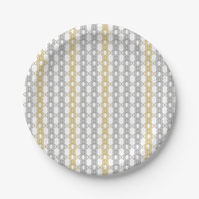 Silver and Gold Pattern Paper Plates (Front)