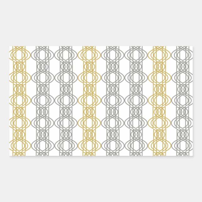 Silver and Gold Pattern Rectangular Sticker (Front)