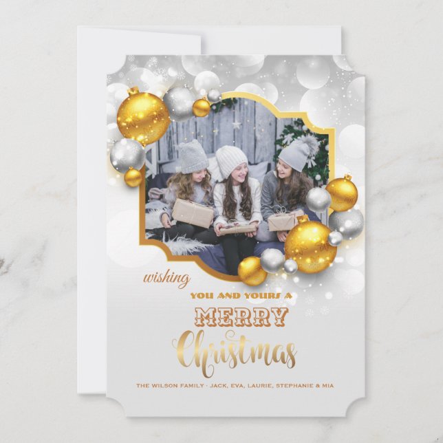 Silver and Gold Photo Holiday Card (Front)