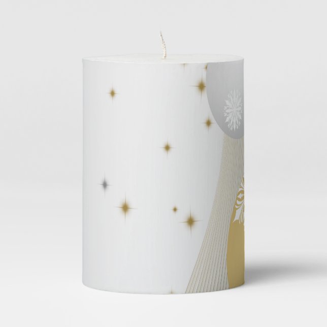 Silver and Gold Pillar Candle (Front)