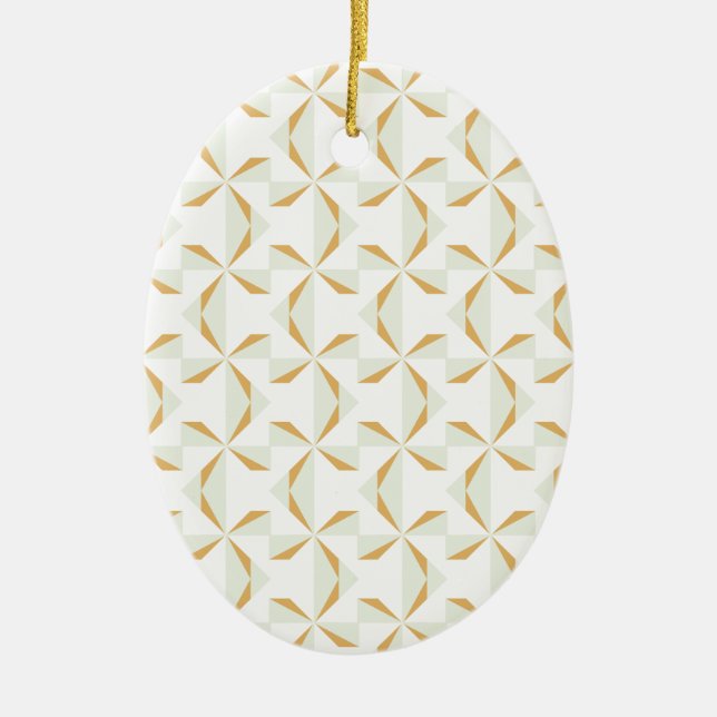 Silver and Gold Pinwheels Ceramic Ornament (Front)