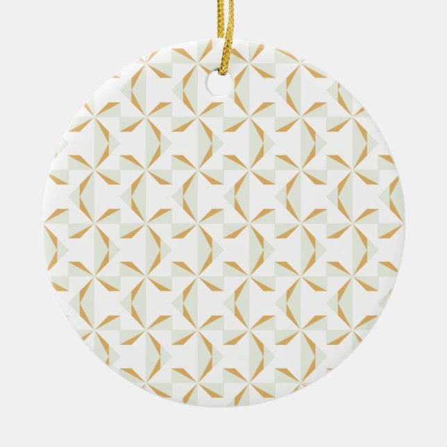 Silver and Gold Pinwheels Ceramic Ornament (Front)