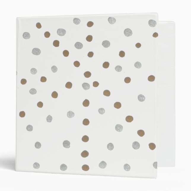 Silver and Gold Polka Dots 3 Ring Binder (Front/Inside)