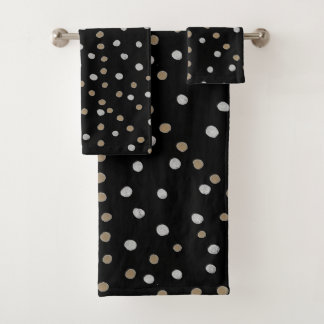 Silver and Gold Polka Dots Bath Towel Set