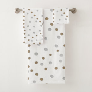 White And Gold Polka Dot Bathroom Accessories Zazzle