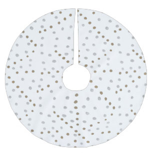 Silver and Gold Polka Dots Brushed Polyester Tree Skirt