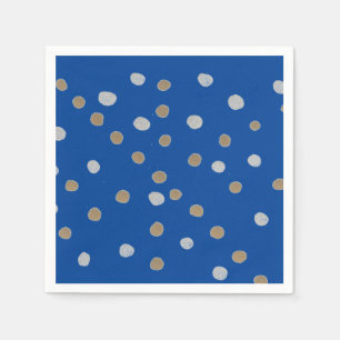 Silver and Gold Polka Dots on Blue Napkins