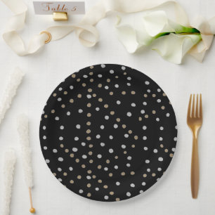 Silver and Gold Polka Dots  Paper Plates