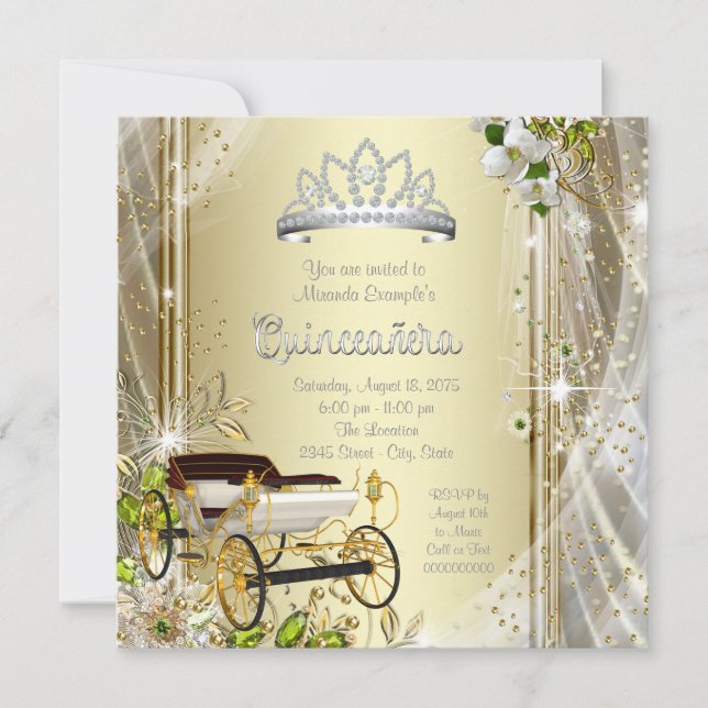 Silver and Gold Quinceanera Invitation (Front)