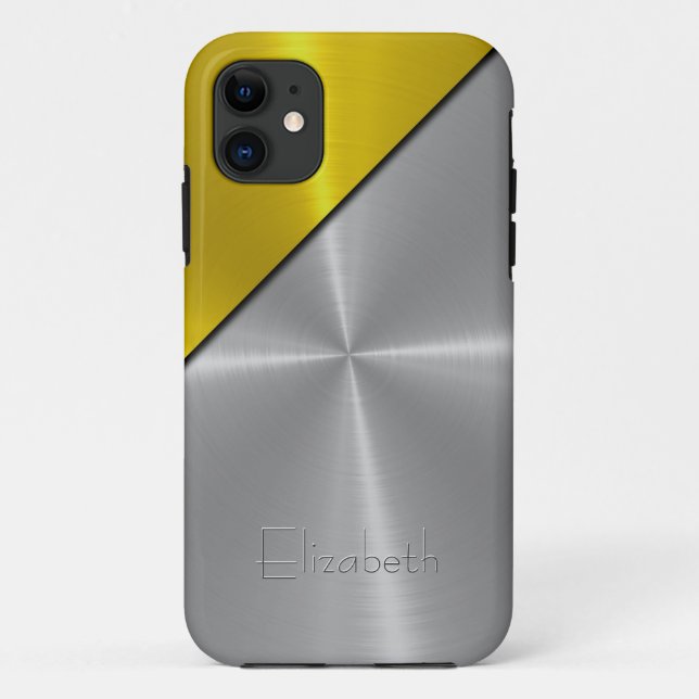 Silver and Gold Shiny Steel Metal Case-Mate iPhone Case (Back)