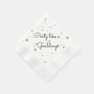 Silver and Gold Starburst New Year Custom Party Paper Napkins