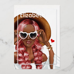 Silver and Gold Summer Birthday Party Foil Invitat Invitation