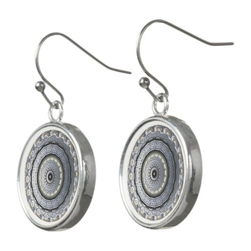 Silver And Gold Texture Mandala Earrings