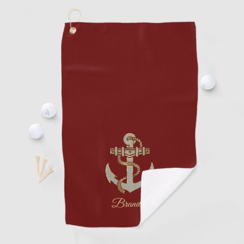 Silver and gold tone nautical boat anchor fleece b golf towel