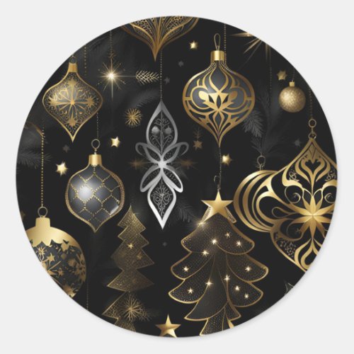 Silver And Gold Traditional Ornaments  Classic Round Sticker