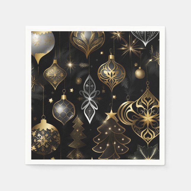 Silver And Gold Traditional Ornaments  Napkins (Front)
