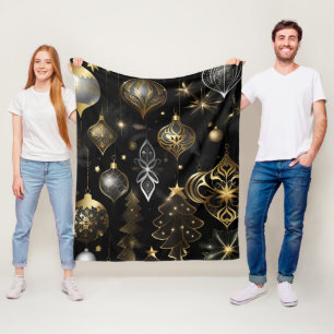 Silver And Gold Traditional Ornaments Pattern Fleece Blanket