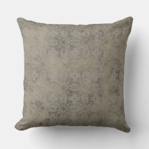 Silver and Gold Vintage Pattern Outdoor Pillow