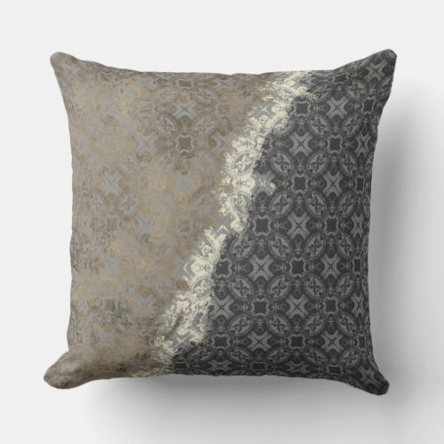 Silver and Gold Vintage Pattern Throw Pillow