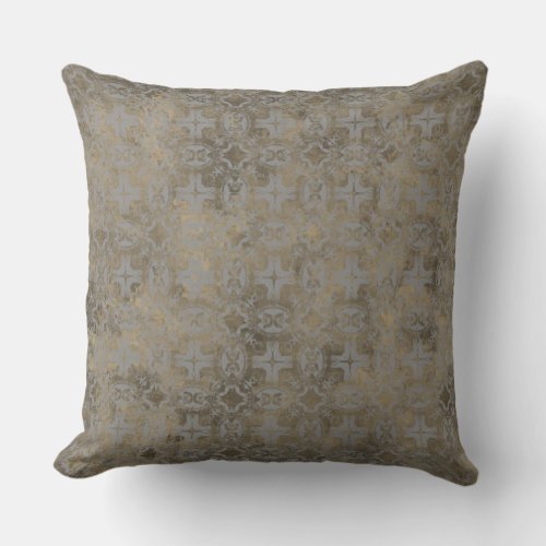 Silver and Gold Vintage Pattern Throw Pillow