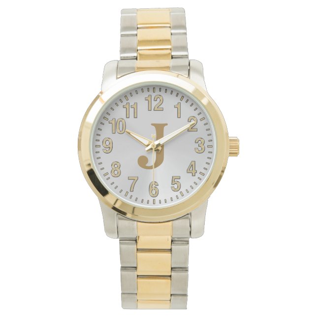 Silver and Gold Watches for Men, Monogram Watch (Front)