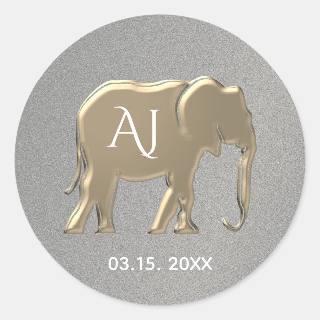 Silver and Gold  Wedding Favor Classic Round Sticker (Front)