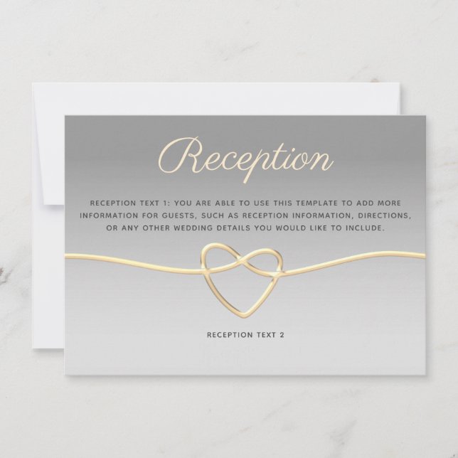 Silver and Gold Wedding Reception Card (Front)