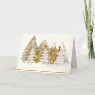 Silver and Gold Winter Landscape Greeting Card