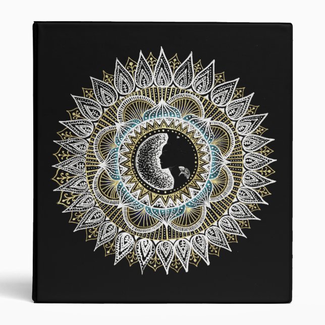 Silver and Gold Woman Mandala 3 Ring Binder (Front)