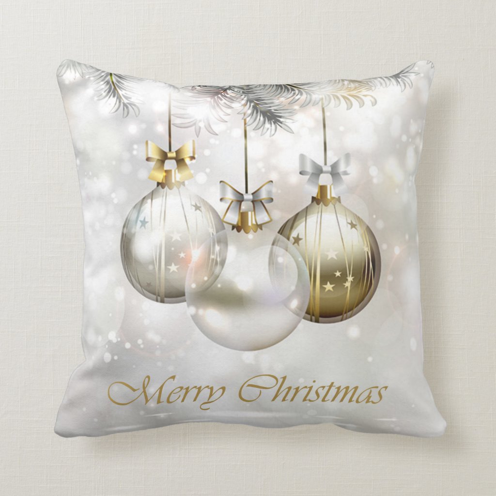 silver christmas pillows