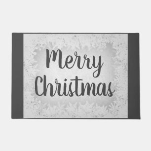 Silver and gray frost Merry Christmas Doormat