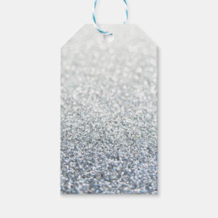 Silver and gray glittery gift tags