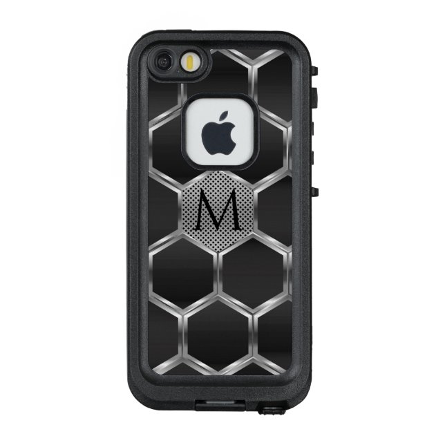 Silver and gray metallic geometric pattern 3 LifeProof iPhone case (Back)