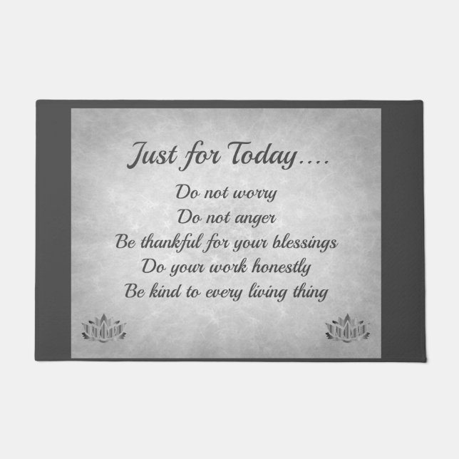 Silver and gray Reiki Principles Doormat (Front)