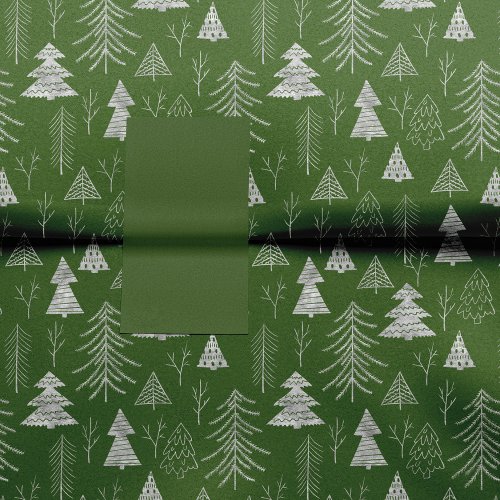 Silver and Green Christmas Tree Forest Pattern Tissue Paper