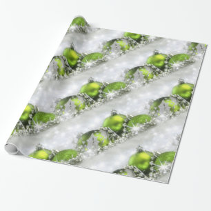 Silver And Green Christmas Wrapping Paper