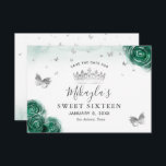 Silver and Green Roses Elegant Save The Date<br><div class="desc">Celebrating a green and silver party theme princess style, and searching for elegant stationery ideas? Create your own unique DIY template save the date invitations that are easily personalized with a name and other custom text details. The original floral artwork by Raphaela Wilson showcases soft watercolor roses accented in a...</div>