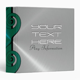 Silver and green stainless steel metal 3 ring binder