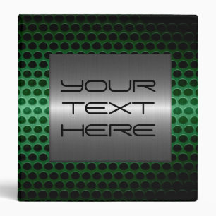 Silver and Green Stainless Steel Metal Hole 3 Ring Binder