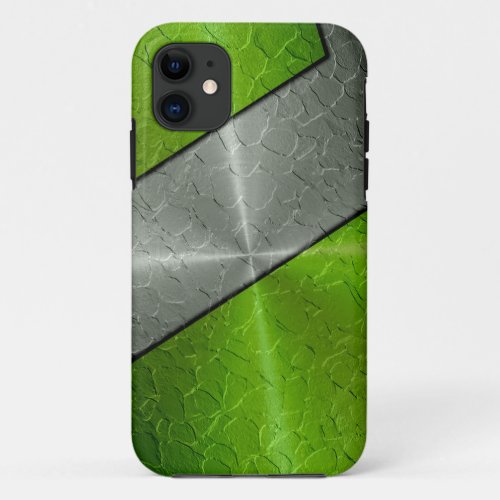 Silver and Green Stainless Steel Metallic 2 iPhone 11 Case