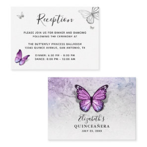 Silver and Light Purple Butterfly Details Enclosure Card