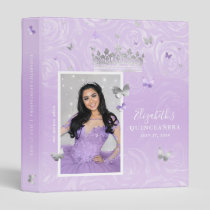 Silver and Light Purple Rose Photo Album Guestbook 3 Ring Binder