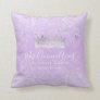 Silver and Light Purple Roses Mis Quince Anos Throw Pillow