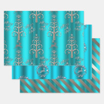 Festive Burnt Orange White Christmas Tree pattern Wrapping Paper