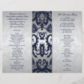 Silver and Navy Blue Damask Wedding Program (Back)