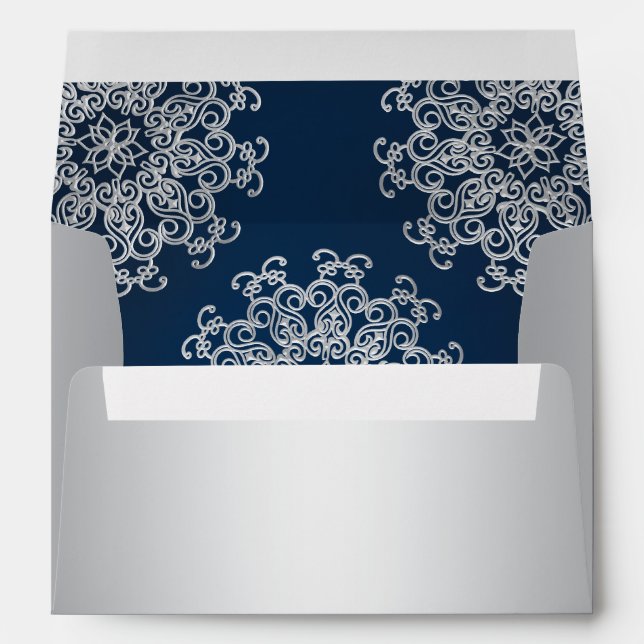 Silver and Navy Indian Style Envelope (Back (Bottom))