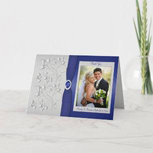 Silver and Navy Photo Thank You Card