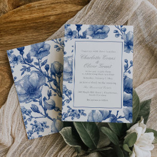 Silver And Navy Wedding Invitation
