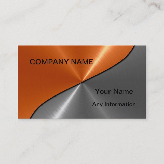 Silver and Orange Luxury Metal Business Cards 2 (Front)